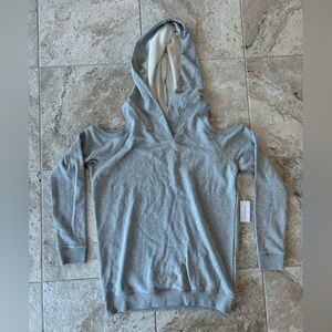 Halfheart NWT Cotton Cold Shoulder Hoodie Sweatshirt in Grey, L